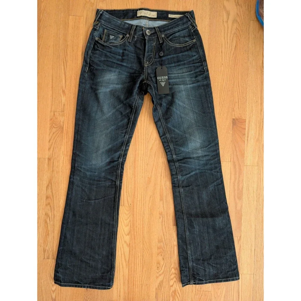 GUESS Men’s 30  32 X 34 Regular Boot Falcon Dark Wash Jeans Cotton 5-Pocket NWT